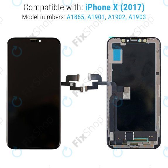 Display für iPhone X, Touchscreen-Glas mit Rahmen, Refurbished