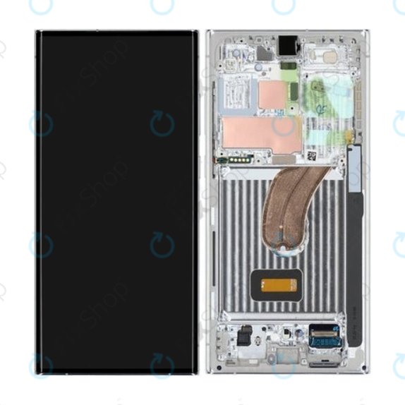 Samsung Galaxy S23 Ultra S918B - LCD Display + Touchscreen Front Glas + Rahmen (Lime) (Sky Blue) - GH82-30466G, GH82-30465G Genuine Service Pack