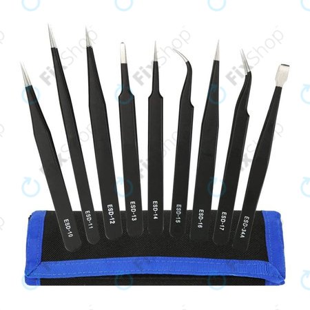 ESD Antistatik-Edelstahl-Pinzetten-Set 9in1