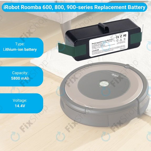 iRobot Roomba 600, 800, 900-series - Akku Batterie 4502233, 4374392, 2130LI Li-Ion 14.8V 5800mAh
