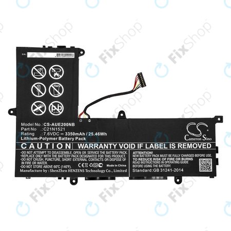 Akku batterie für Asus VivoBook E200, L200, Eeebook X206, 3350mAh, Li-Pol, 7.6V, C21N1521, HQ