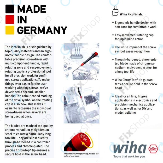 Wiha PicoFinish® 260P - Präzisionsschraubendreher - Schlitz 0,8mm