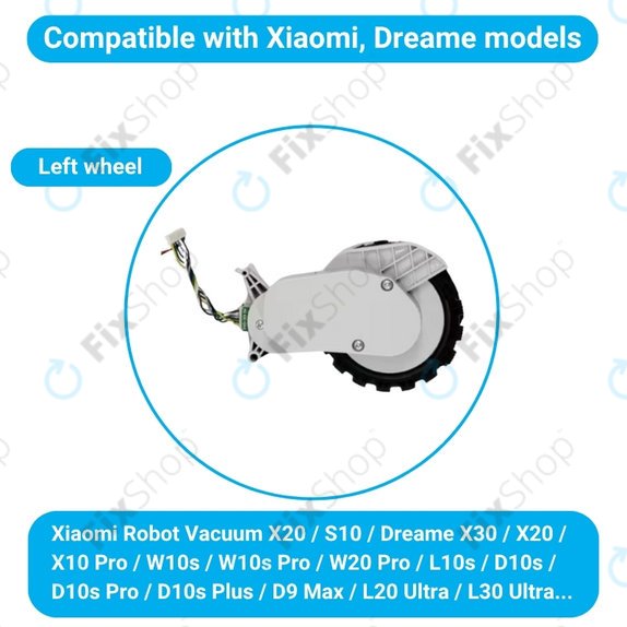 Xiaomi Robot Vacuum X20, S10, Dreame X30, X20, X10 Pro - Rad mit Motor (Links) (Weiß)