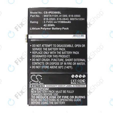 Apple iPad 3, iPad 4 - Akku Batterie 969TA110H, A1389, 616-0593 11500mAh HQ