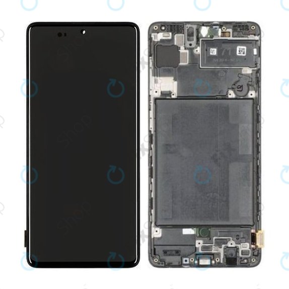 Samsung Galaxy A71 A715F - LCD Display + Touchscreen Front Glas + Rahmen (Prism Crush Black) - GH82-22152A, GH82-22248A Genuine Service Pack