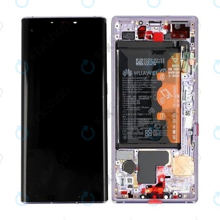 Huawei Mate 30 Pro - LCD Display + Touchscreen Front Glas + Rahmen + Akku Batterie (Space Silver) - 02353EQX, 02353HJH