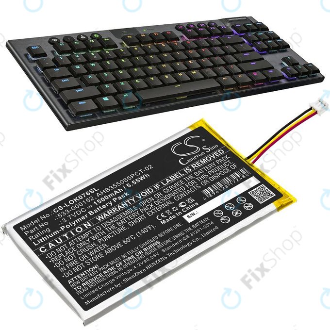 Akku batterie für Logitech G913, G913 TKL, G915, G915TKL, 1500mAh, Li-Pol, 3.7V, 533-000152, HQ
