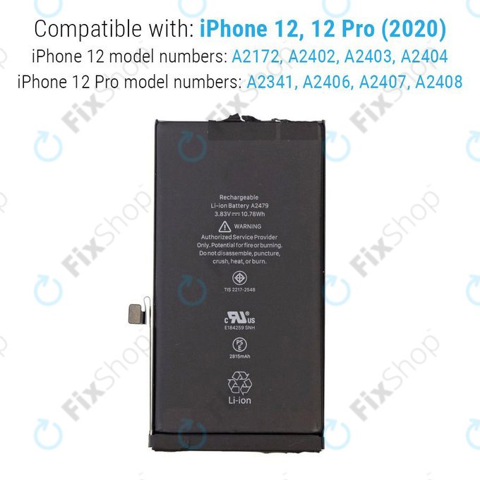 Apple iPhone 12, 12 Pro - Akku Batterie A2479 2815mAh Service Pack