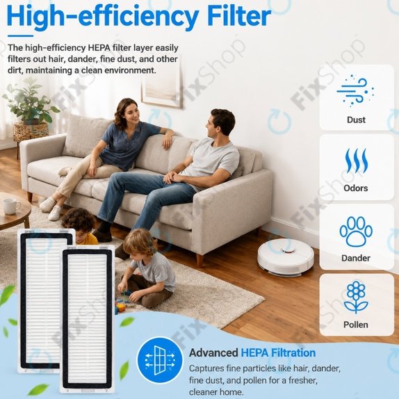 Ersatzteilset für Xiaomi Dreame D9 Max Gen2, D10s, D10s Pro (2x Hauptbürste, 4x Filter, 4x Seitenbürste – schwarz)