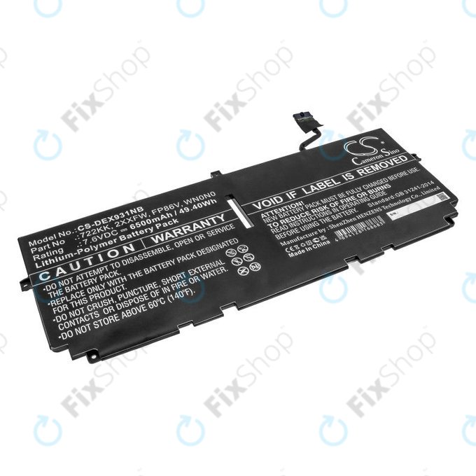Akku batterie für Dell XPS 13 9300, 9380, 9310, 6500mAh, Li-Pol, 7.6V, 2XXFW, HQ