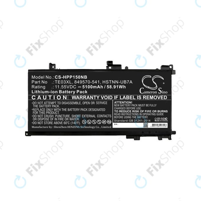 Batterie für HP Omen 15, Pavilion 15, WASD 15, 5100mAh, Li-Ion, 11.55V, TE03XL, HQ