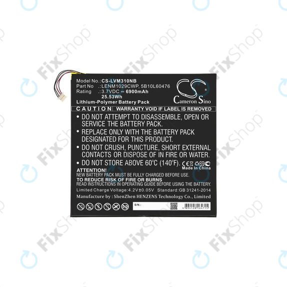 Batterie für Lenovo Miix 300, Miix 310, 6900mAh, Li-Pol, 3.7V, LENM1029CWP, HQ