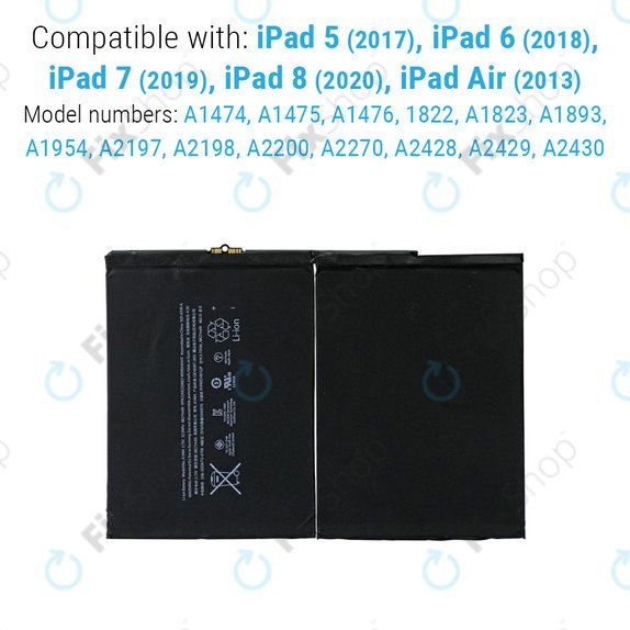 Apple iPad Air, iPad (5th Gen 2017 - 9th Gen 2021) - Akku Batterie 8827mAh