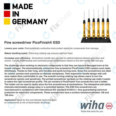 Wiha PicoFinish® ESD 271P - Präzisionsschraubendreher - Phillips PH00 (2,0mm)