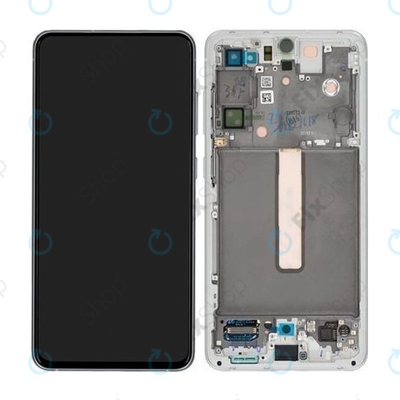 Samsung Galaxy S21 FE G990B - LCD Display + Touchscreen Front Glas + Rahmen (White) - GH82-26414B, GH82-26420B, GH82-26590B Genuine Service Pack