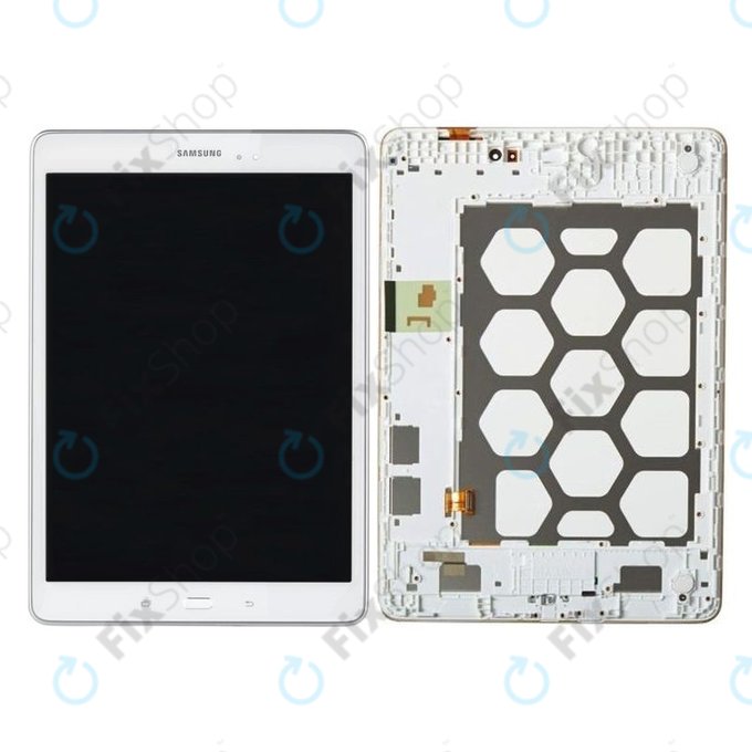 Samsung Galaxy Tab A 9.7 T550 - LCD Display + Touchscreen Front Glas + Rahmen (White) - GH97-17400C Genuine Service Pack