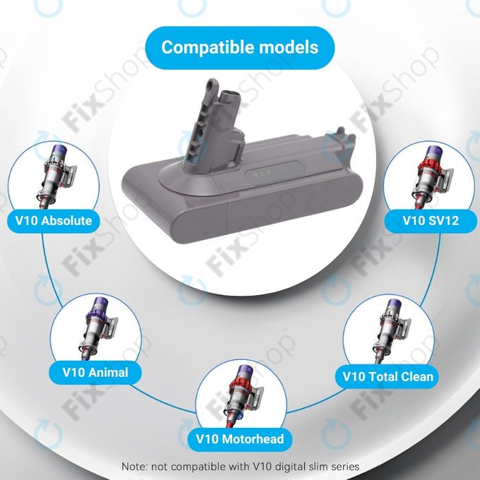 Dyson V10 - Akku Batterie 969352-02, SV12, 206340 Li-Ion 25.2V 3000mAh