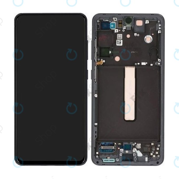 Samsung Galaxy S21 FE G990B - LCD Display + Touchscreen Front Glas + Rahmen (Graphite) - GH82-26414A, GH82-26420A, GH82-26590A Genuine Service Pack