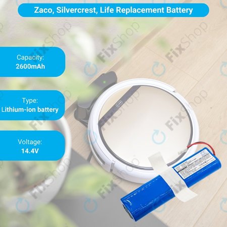 Zaco V3, V40, V5s Pro, V5x, Silvercrest SSWR A1, SSWR B1, SSR 3000 A1 - Akku Batterie 18650B4-4S1P-AGX-2 Li-Ion 14.4V 2600mAh HQ