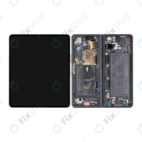 Samsung Galaxy Z Fold 4 F936B - LCD Display + Touchscreen Front Glas + Rahmen (Phantom Black) - GH82-29461A, GH82-29462A Genuine Service Pack