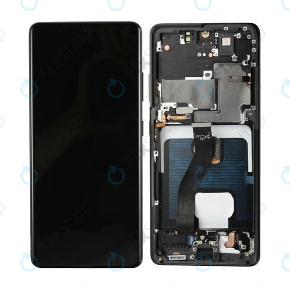 Samsung Galaxy S21 Ultra G998B - LCD Display + Touchscreen Front Glas + Rahmen (Phantom Black) OLED