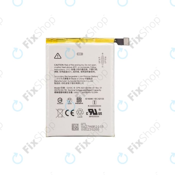 Google Pixel 3 XL - Akku Batterie G013C-B 3430mAh - G823-00114-01 Genuine Service Pack