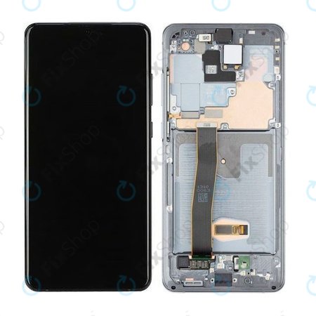 Samsung Galaxy S20 Ultra G988F - LCD Display + Touchscreen Front Glas + Rahmen + Frontkamera (Cosmic Gray) - GH82-22271B, GH82-22327B Genuine Service Pack