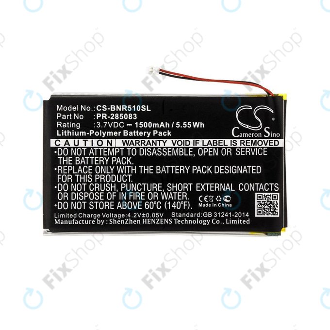 PocketBook 631 Touch HD, Barnes & Noble Nook Glowlight Plus BNRV510, Kobo Glo HD, Aura H2O, Tolino Shine 2 HD - Akku Batterie PR-285083 1500mAh HQ