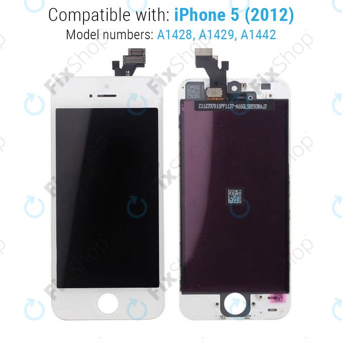 Apple iPhone 5 - LCD Display + Touchscreen Front Glas + Rahmen (White) TFT