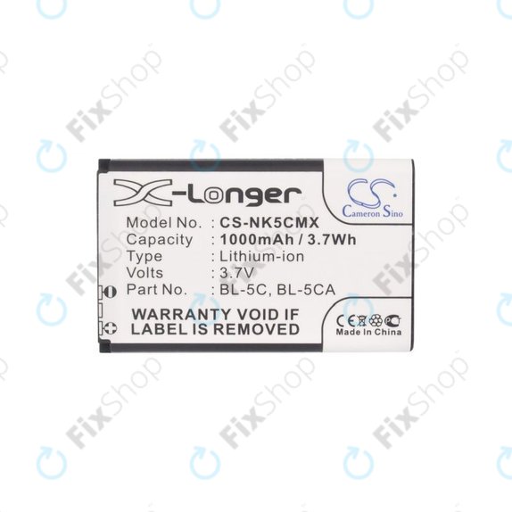 Nokia 1000, 2000, 3000, 6000, 7000, C, N, X-series, Asha 230, MD-12 - Akku Batterie BL-5C, BL-5CA 1000mAh HQ