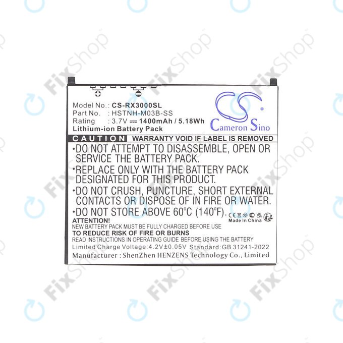 Batterie für HP Compaq iPAQ rx3000, rx3115, rx3700, hx2110, hx2790, 1400mAh, Li-Ion, 3.7V, HSTNH-M03B-SS, HQ