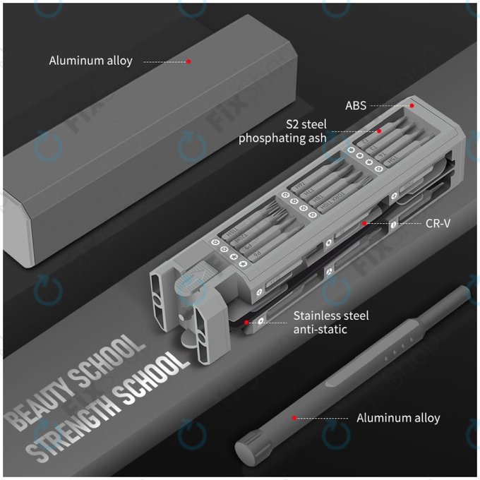 Kingsdun - Präzisionsset mit Schraubendreher und Bits 44in1