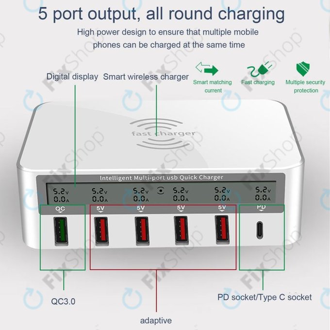 WLX-818F Service-Ladestation mit USB 3.0 und USB-C