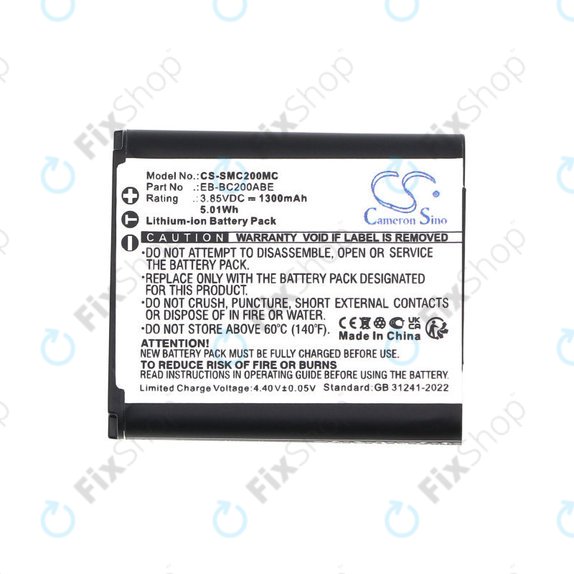Batterie für Samsung Gear 360, 1300mAh, Li-Ion, 3.85V, EB-BC200ABE, HQ