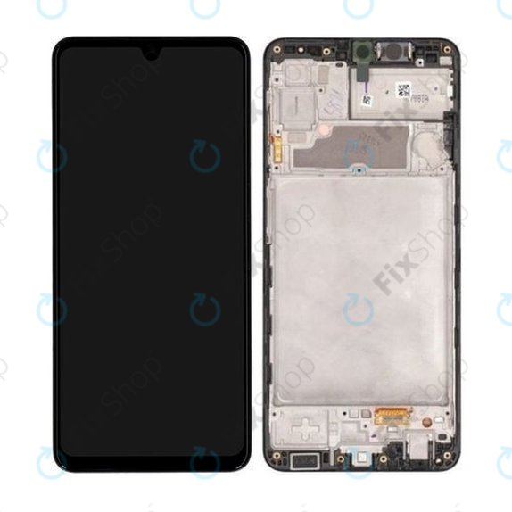Samsung Galaxy A22 A225F - LCD Display + Touchscreen Front Glas + Rahmen (Black) - GH82-25944A, GH82-26047A Genuine Service Pack