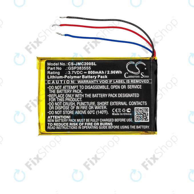 Batterie für JBL Clip 2, 800mAh, Li-Pol, 3.7V, GSP383555, HQ