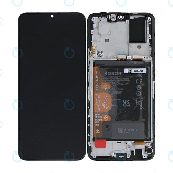 Honor X7 CMA-LX2 - LCD Display + Touch Screen + Frame + Akku Batterie (Black) - 0235ACBE Genuine Service Pack