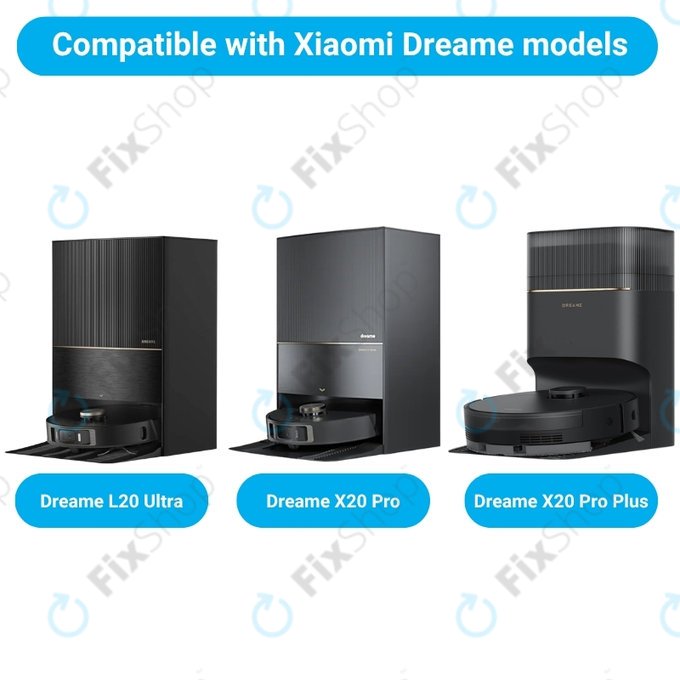 Ersatzteilset für Xiaomi Dreame L20 Ultra, X20 Pro, X20 Pro Plus (1x Hauptbürste, 2x Filter, 2x Seitenbürste – schwarz, 4x Wischtuch, 2x Staubbeutel)