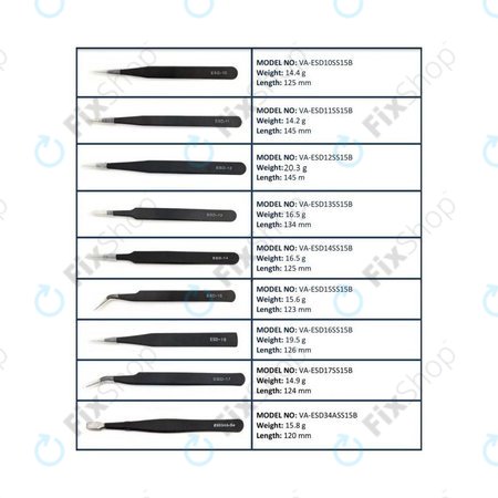 ESD Antistatik-Edelstahl-Pinzetten-Set 9in1
