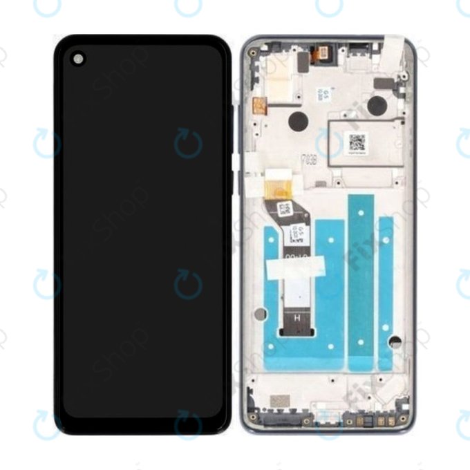 Motorola One Action XT2013 - LCD Display + Touchscreen Front Glas + Rahmen (Denim Blue) - 5D68C14737 Genuine Service Pack
