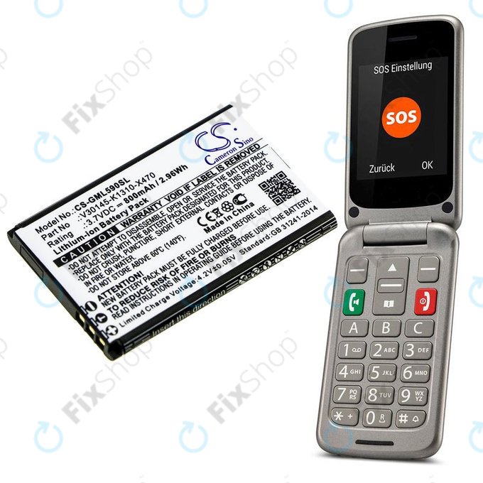 Akku batterie für Saiet Lumina, Ready, Single, Brondi Amico Favoloso, Gigaset GI390, 590, 800mAh, Li-Ion, 3.7V, V30145-K1310-X470, HQ