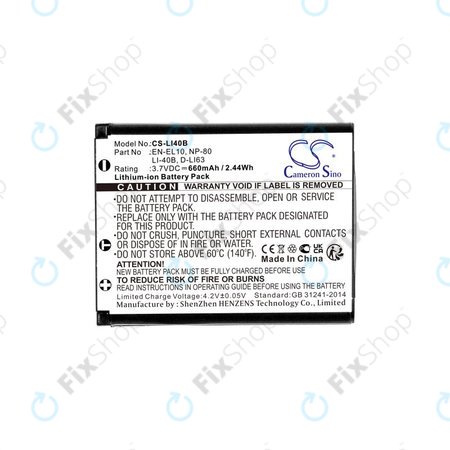 Akku batterie für Olympus MJU, AGFA Optima, Praktica Luxmedia, 660mAh, Li-Ion, 3.7V, LI-42B, HQ