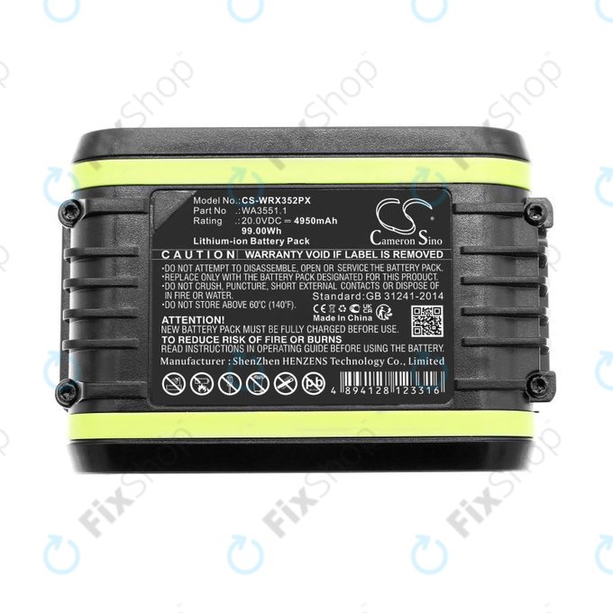 Akku batterie für Worx WX800.9 MAX, WX-JCR.9, 4950mAh, Li-Ion, 20V, WA3551.1, HQ