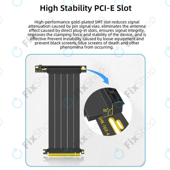 PCIe 4.0 x16 Riser-Kabel für Grafikkarte, 20cm, schwarz