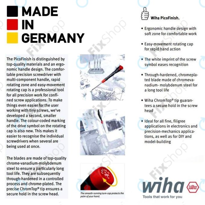 Wiha PicoFinish® 260P - Präzisionsschraubendreher - Schlitz 1,0mm