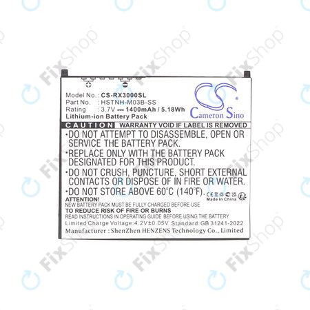 Batterie für HP Compaq iPAQ rx3000, rx3115, rx3700, hx2110, hx2790, 1400mAh, Li-Ion, 3.7V, HSTNH-M03B-SS, HQ