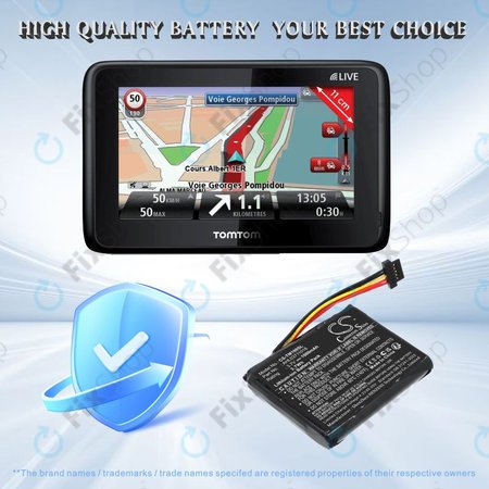Akku batterie für TomTom GO 1000 Live, 1005, 2050, 1000mAh, Li-Ion, 3.7V, AHL03711018, HQ