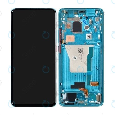 Xiaomi Pocophone F2 Pro - LCD Display + Touchscreen Front Glas + Rahmen (Neon Blue) - 56000D0J1100 Genuine Service Pack