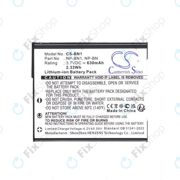 Akku batterie für Sony Cyber-Shot DSC-TX20, TX9, 630mAh, Li-Ion, 3.7V, NP-BN1, HQ