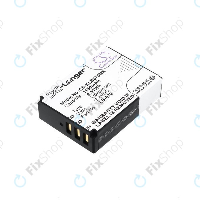 Batterie für Kodak PIXPRO S1, AZ651, AZ652, AZ901, 1150mAh, Li-Ion, 7.4V, LB-070, HQ